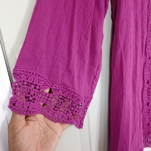 La Blanca Womens Crochet Trim Tunic Cover-Up Pink S 100% Cotton - Picture 4 of 11